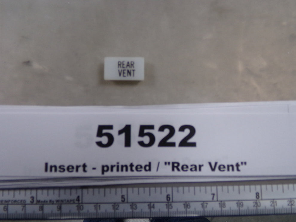 Insert, 'REAR VENT', White, Switch Label Window, Riverside Manufacturi ...