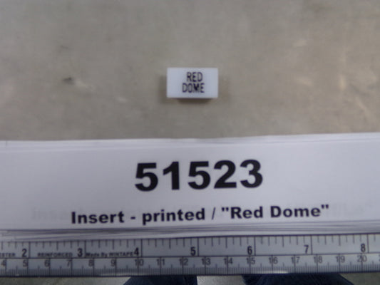 Insert, 'RED DOME, White, Switch Label Window, Transportation Safety, S220-5500