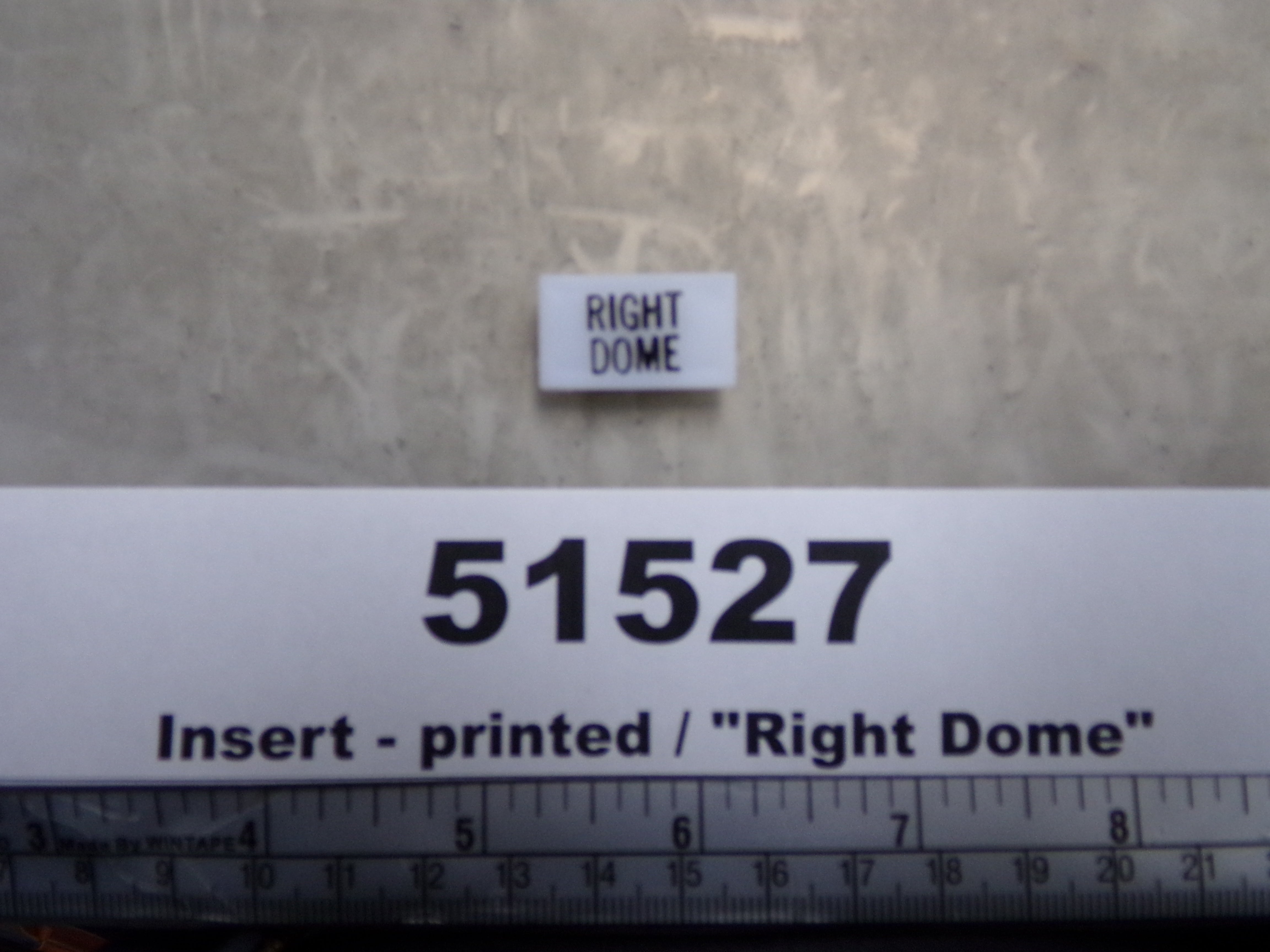 Insert, 'RIGHT DOME', White, Switch Label Window, Riverside Manufactur ...