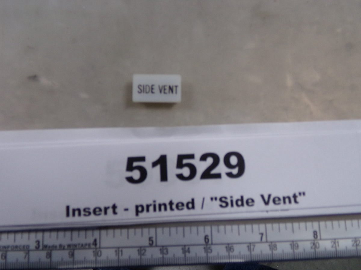 Insert, 'SIDE VENT', White, Switch Label Window, Riverside Manufacturi ...