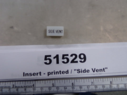 Insert, 'SIDE VENT', White, Switch Label Window, Transportation Safety