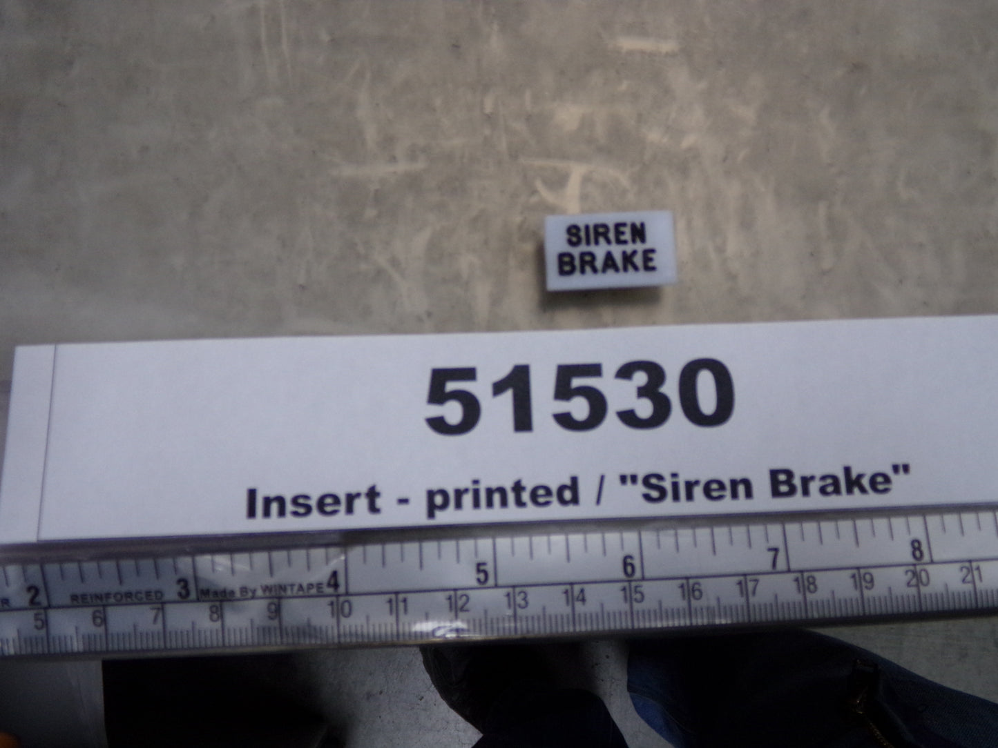 Insert, 'SIREN BRAKE', White, Switch Label Window, Awards West