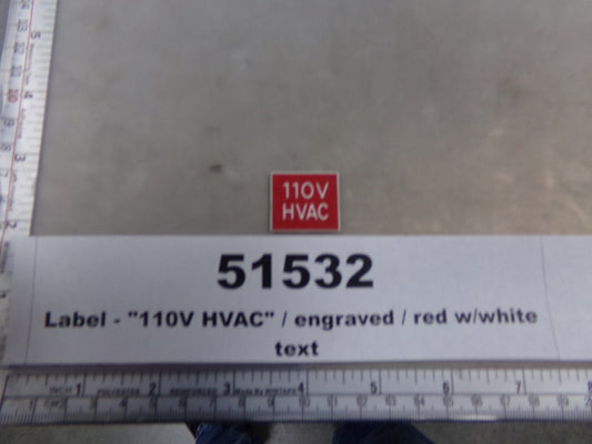 Label, Laminated, '110 HVAC', Red w/ White, Awards West