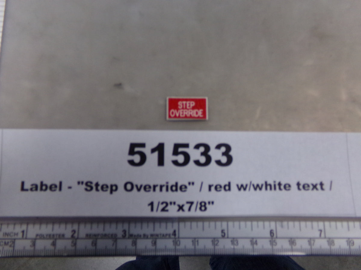 Label, Laminated, 'Step Override', Red w/ White, Awards West – Braun ...