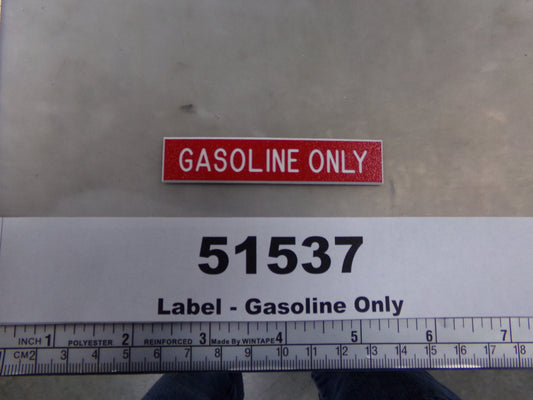 Label, Laminated, 'GASOLINE ONLY', Red w/ White, Awards West