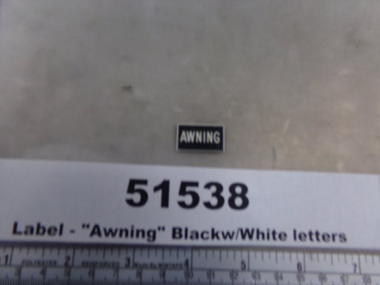 Label, Laminated, 'Awning', Black w/ White letters