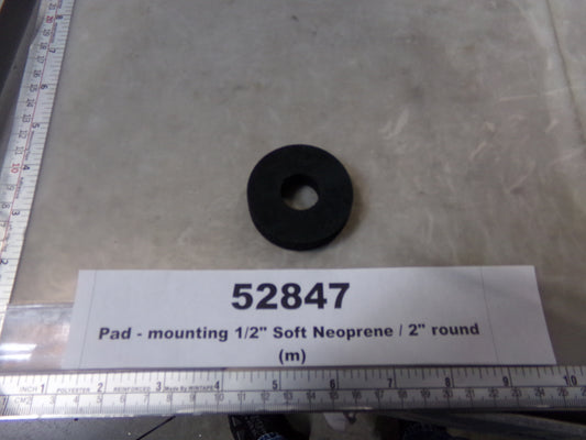 Pad, Mounting, 2" Round, 1/2" Thick, Soft Neoprene, Klinger, 1918-2-75