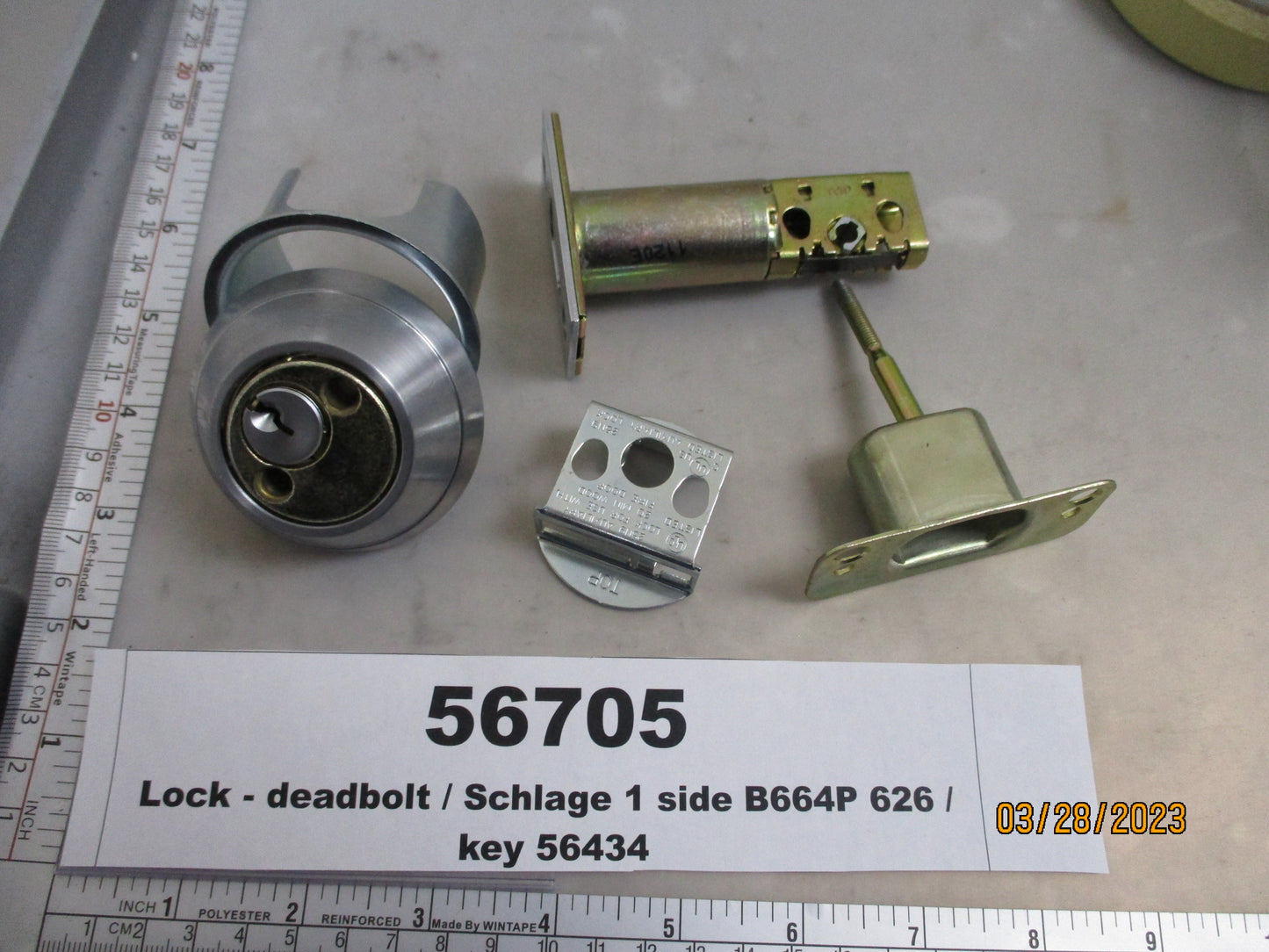 Lock, Deadbolt, Schlage 1 Side, B664P 626, Keyed 56434