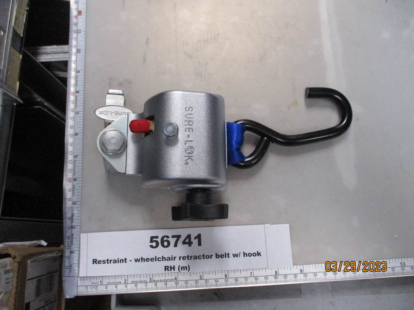 Restraint, Wheelchair Retractor Belt with Hook, Right Hand, Specialty Mobility, AL700855S RH