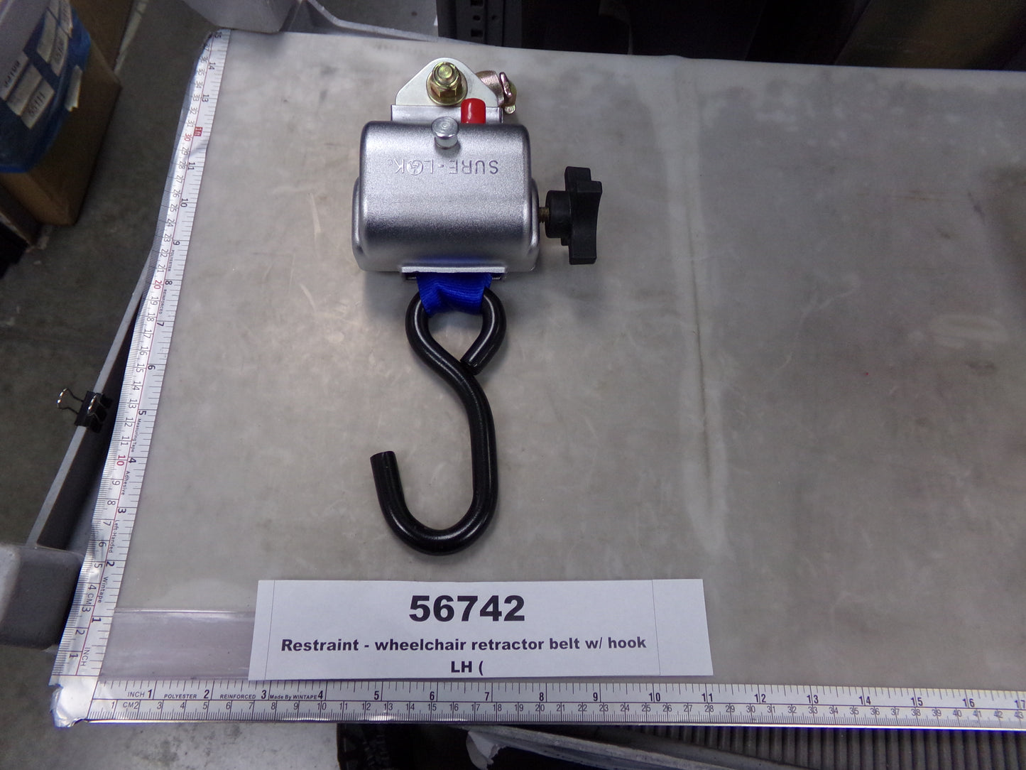 Restraint, Wheelchair Retractor Belt with Hook, Left Hand, Specialty Mobility, AL700855S LH
