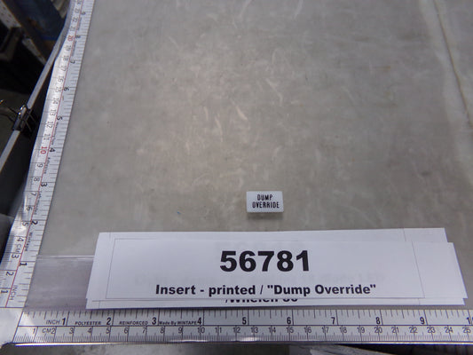 Insert, 'DUMP OVERRIDE', White, Switch Label Window, Transportation Safety, S220-5501