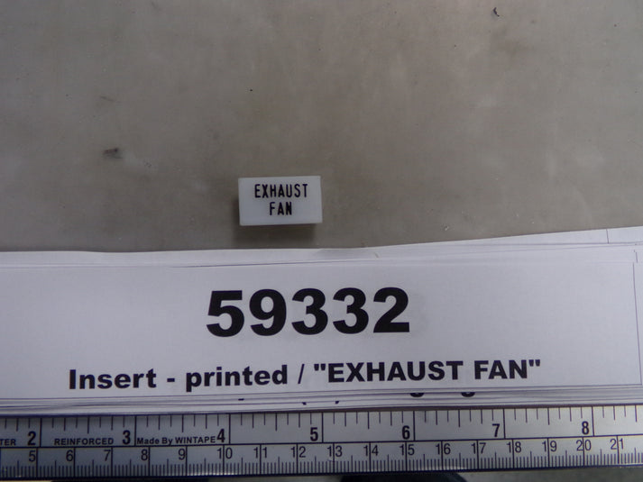Insert, ' EXHAUST FAN', White, Switch Label Window, Riverside Manufact ...
