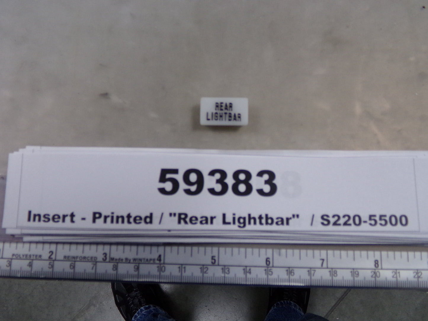 Insert, 'REAR LIGHTBAR', White, Switch Label Window, Transportation Safety, S220-5500