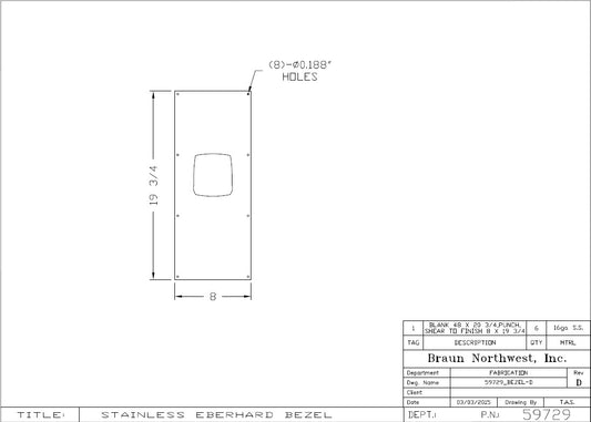Bezel, Latch, Passage Door Skin, Stainless Steel, Eberhard E Grabber