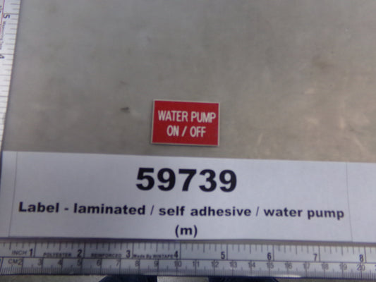 Label, Laminated, 'Water pump ON/OFF', Red w/ White, Awards West