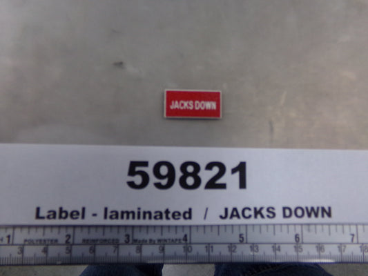 Label, Laminated, 'Jacks Down', Red w/ White, Awards West