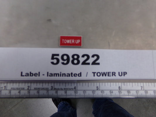 Label, Laminated, 'Tower Up', Red w/ White, Awards West