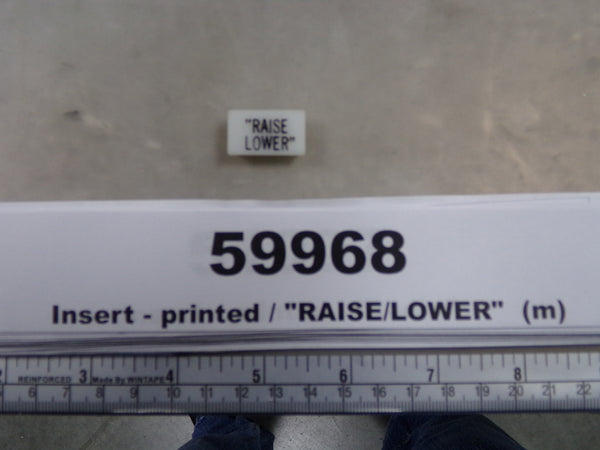 Insert, 'RAISE/LOWER', White, Switch Label Window, Riverside Manufactu ...