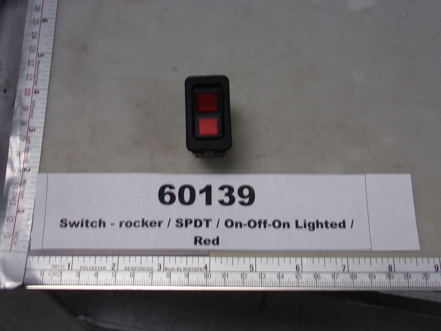 Switch, Rocker, ON-OFF-ON, SPDT, Lighted Red, Eaton, 8007K20N314V22