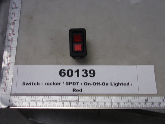 Switch, Rocker, ON-OFF-ON, SPDT, Lighted Red, Eaton, 8007K20N314V22