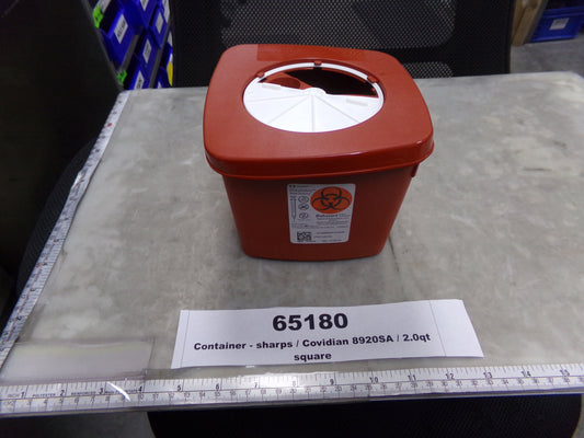 Container, Sharps, Red, Plastic, 2.0QT, State Surgical Supply, 8920SA