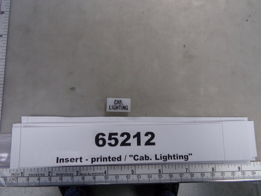 Insert, 'CAB. LIGHTING', White, Switch Label Window, Transportation Safety