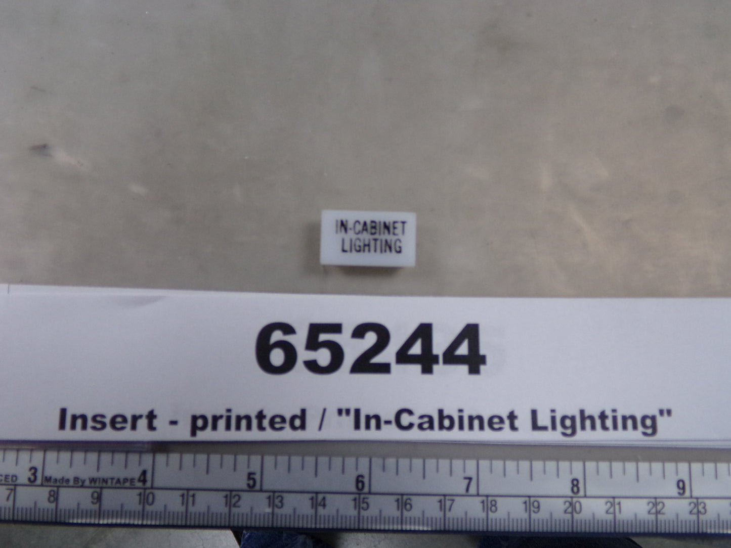 Insert, 'IN-CABINET LIGHTING', White, Switch Label Window, Transportation Safety