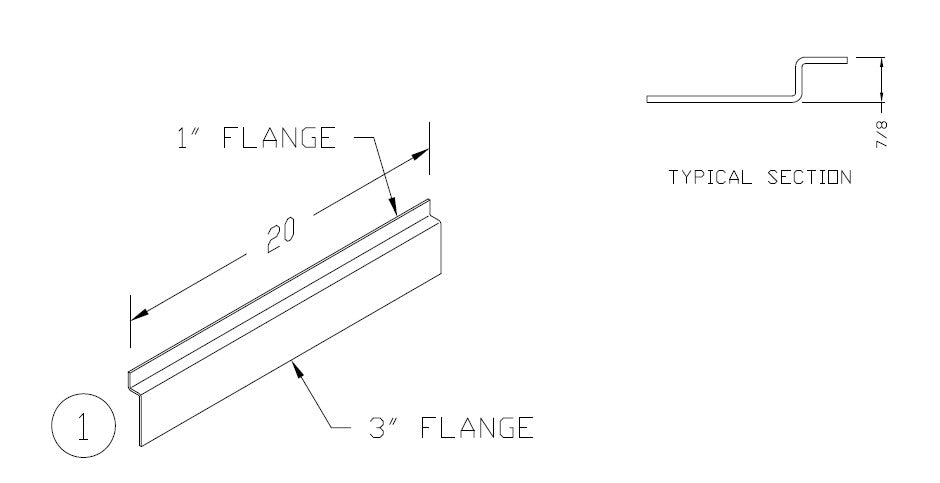 Bracket, Support, Kickpanel, 4-7/16" x 20", Aluminum, Fabricated