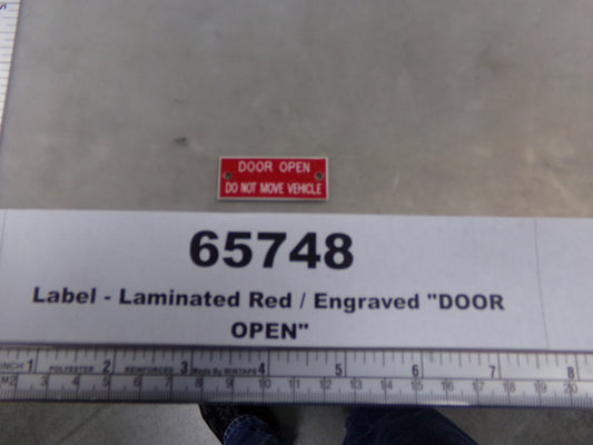Label, Laminated, 'DOOR OPEN', Red w/ White, Awards West