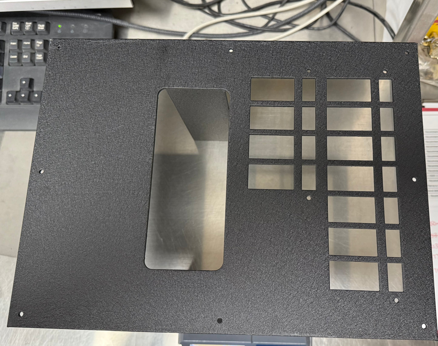 Switch Panel, Console, 11 Switches, Siren Cutout, Black Wrinkle Powder Coat