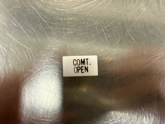Insert, 'COMT. OPEN', White, Switch Label Window, Riverside Manufacturing